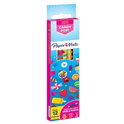 CAJA DE COLORES LARGOS DOBLE PUNTA CANDY POP 6 X 12 MINA 4.0 MM MC. PAPER MATE
