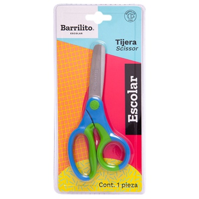 TIJERA ESCOLAR PUNTA ROMA ARO DE PLASTICO BARRILITO