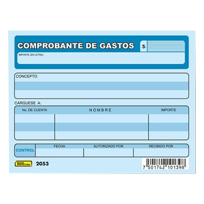 BLOCK COMPROBANTE DE GASTOS 1/4 MODELO 2053 PRINTAFORM