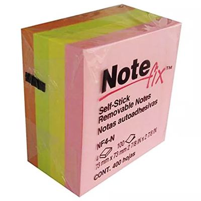 CUBO DE NOTAS NOTE FIX DE 73MM X 73MM COLOR NEON 3M