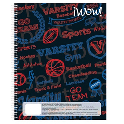 CUADERNO PROFESIONAL WOW 100 HJS. ESPIRAL SENCILLO DOBLE RAYA