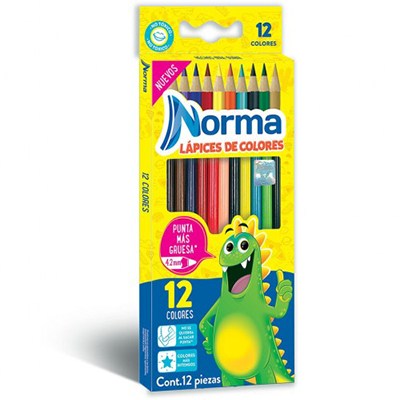 COLORES REDONDOS LARGOS CON 12 PIEZAS NORMA