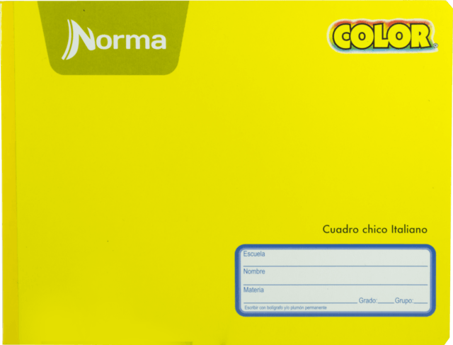 CUADERNO ITALIANO COSIDO DE CUADRO 5 CM CON 100 HOJAS NORMA COLOR