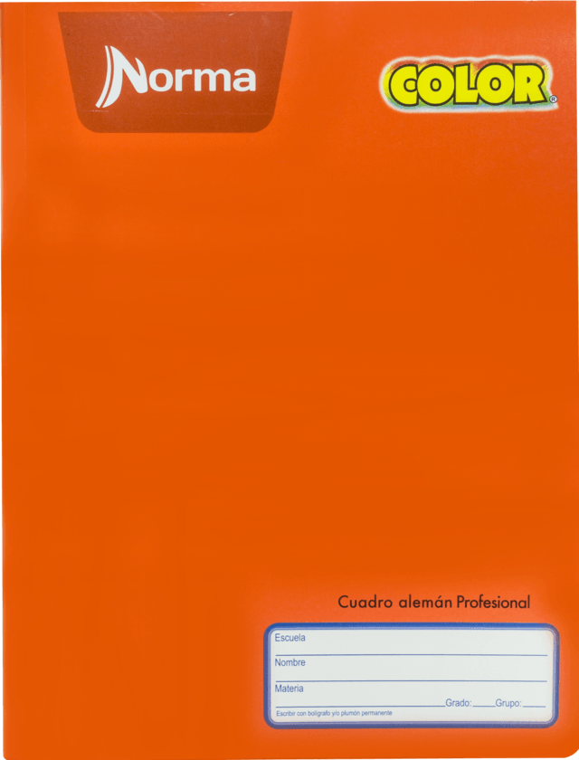 CUADERNO PROFESIONAL DE CUADRO 14 MM CON 100 HOJAS NORMA COLOR