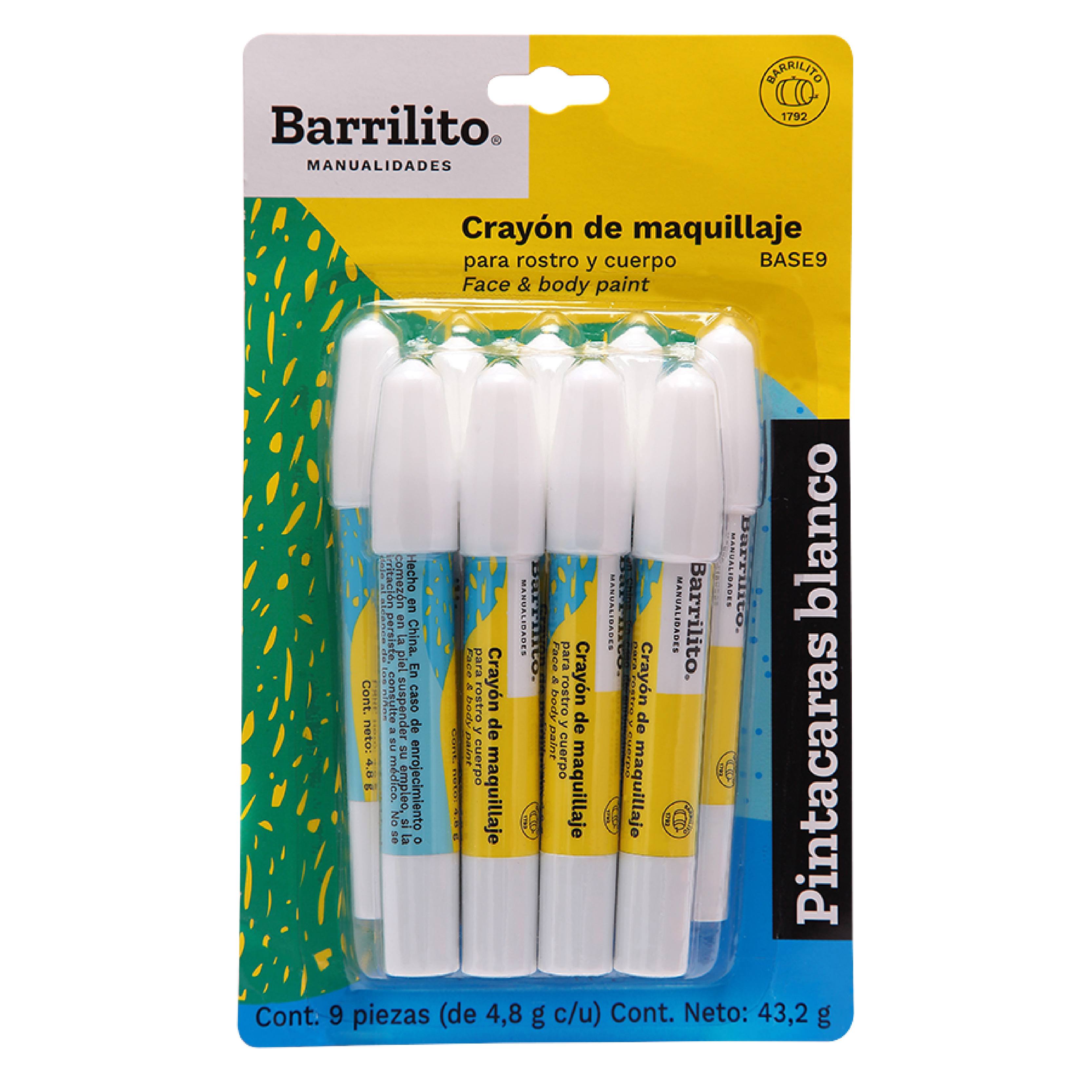 CRAYONES PINTA CARAS Y PINTA FOAMY COLOR BLANCO CON 9 PIEZAS BARRILITO