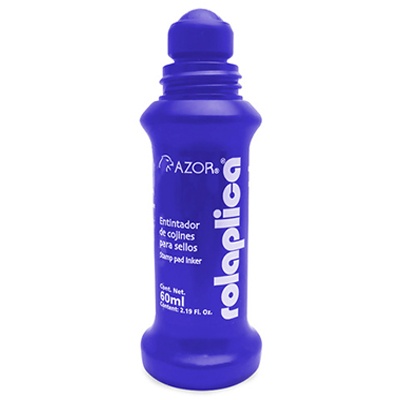 TINTA PARA SELLO ROLAPLICA MC. AZOR COLOR AZUL FTE.