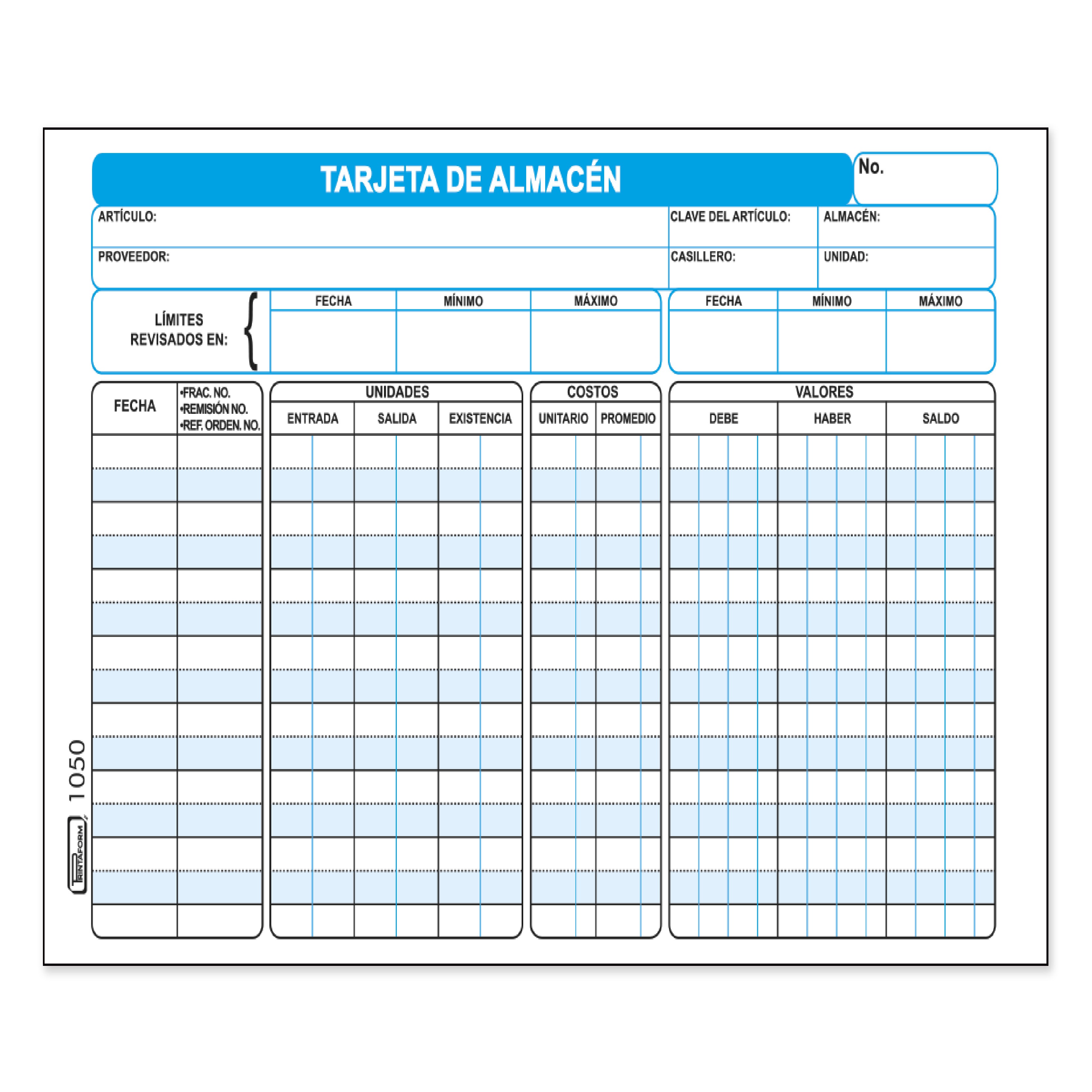 PAQUETE DE TARJETA DE ALMACEN 5 X 8 MC. PRINTAFORM 1050