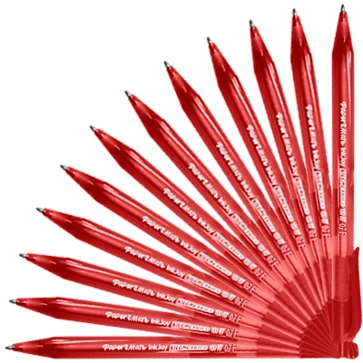 CAJA CON 12 BOLIGRAFOS RETRACTIL KILOMETRICO 100ST ROJO PAPER MATE