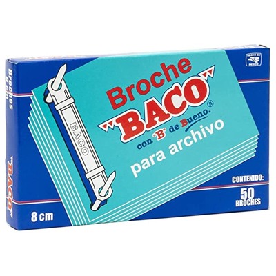 CAJA CON 50 BROCHES PARA ARCHIVO DE 8 CM BACO