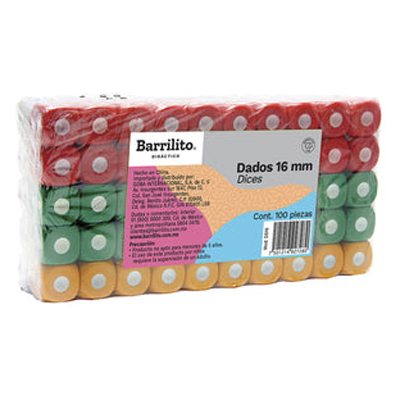 DADOS DE COLORES BOLSA CON 100 PIEZAS BARRILITO