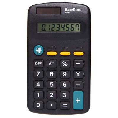 CALCULADORA DE BOLSILLO DE 8 DIGITOS BARRILITO