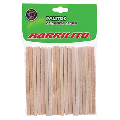 BOLSA DE PALITOS CUADRADOS DE MADERA NATURAL CON 25 PIEZAS BARRILITO
