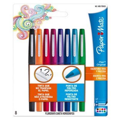 PLUMINES FLAIR CON 8 PIEZAS PAPER MATE