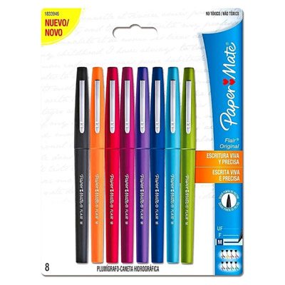 BLISTER CON 8 PLUMINES FLAIR ULTRA FINO COL. SURTIDOS MC.  PAPER MATE
