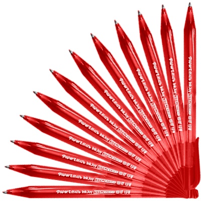 CAJA CON 12 BOLIGRAFOS RETRACTIL KILOMETRICO 100RT ROJO PAPER MATE