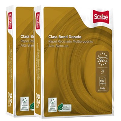 PAPEL BOND BLANCO TAMAÑO OFICIO CLASS BOND DORADO MC. SCRIBE