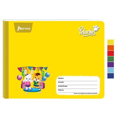 CUADERNO ITALIANO COSIDO DE CUADRO 5 MM CON 100 HOJAS NORMA PELUCHES