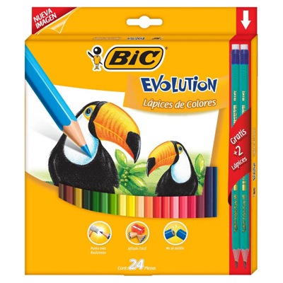 CAJA CON 24 COLORES LARGOS CONTE EVOLUTION  BIC