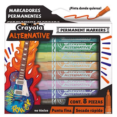 MARCADORES PERMANENTES ALTERNATIVE CON 8 PIEZAS CRAYOLA