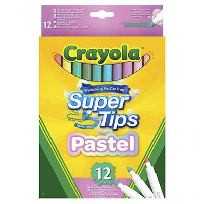PLUMONES SUPER TIPS COLOR PASTEL CON 12 PIEZAS CRAYOLA