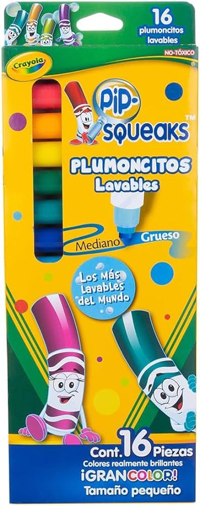 PLUMONCITOS LAVABLES PIP SQUEAKS CON 16 PIEZAS CRAYOLA