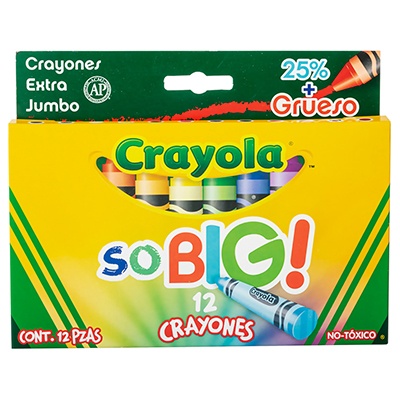 CRAYONES DE CERA EXTRA JUMBO SO BIG CON 12 PIEZAS CRAYOLA