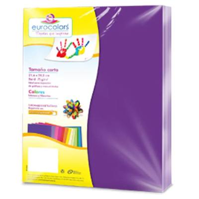 PAQUETE DE PAPEL TAMAÑO CARTA COLOR MORADO CON 100 HOJAS EUROCOLOR