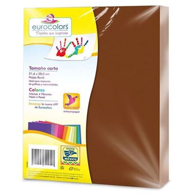 PAQUETE DE PAPEL TAMAÑO CARTA COLOR CAFÉ CON 100 HOJAS EUROCOLOR