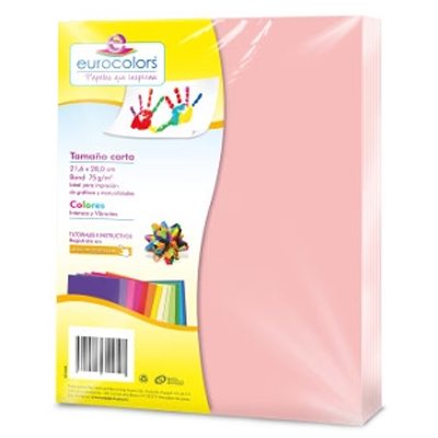 PAQUETE DE PAPEL TAMAÑO CARTA COLOR ROSA PASTEL CON 100 HOJAS EUROCOLOR