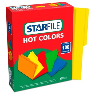 CIENTO DE FOLDERS TAMAÑO CARTA COLOR AMARILLO HOT COLORS STARFILE