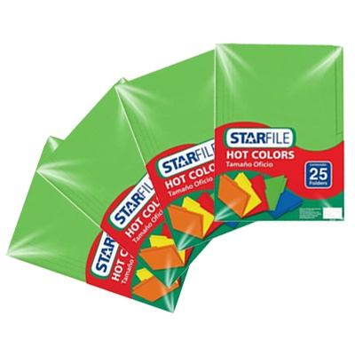 CIENTO DE FOLDERS TAMAÑO OFICIO COLOR VERDE HOT COLORS STARFILE