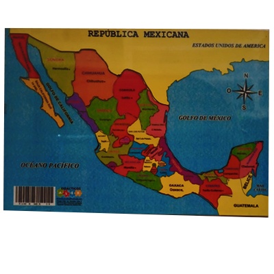 ROMPECABEZAS DE MADERA 21 X 30 CMS. DE LA REPUBLICA MEXICANA MC. ALEX