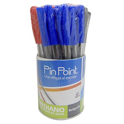 BOTE CON 36 BOLIGRAFOS PIN POIN PUNTO MEDIANO CUERPO TRANSPARENTE DE COLORES BASICOS AZOR