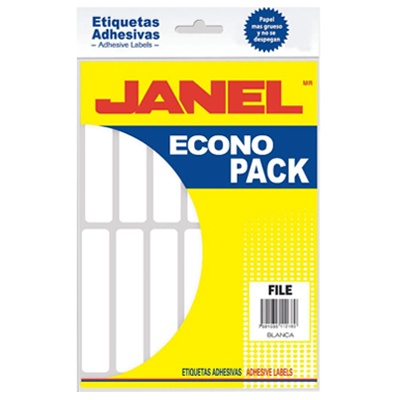 PAQUETE DE ETIQUETAS ADHERIBLES BLANCAS FILE ''ECONOPACK'' JANEL N° 20