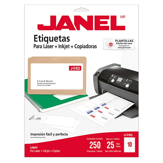 ETIQUETA PARA LASER INKJET J-5163 # 10 MC. JANEL