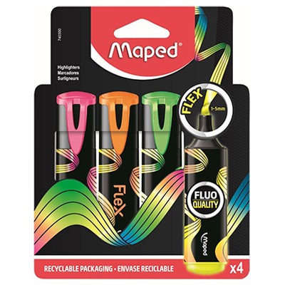 BLISTER DE MARCATEXTOS FLEX CON 4 PIEZAS MAPED