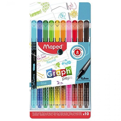 ROTULADORES GRAPH PEPS PUNTO FINO CON 10 PIEZAS MAPED