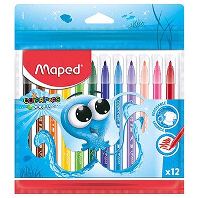PLUMONES COLOR PEPS OCEAN CON 12 PIEZAS MAPED