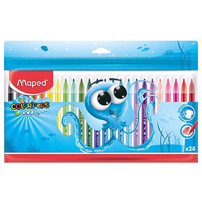 PLUMONES COLOR PEPS OCEAN CON 24 PIEZAS MAPED
