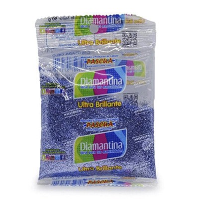 BOLSA DE DIAMANTINA G-FINO COLOR ZUL CIELO DE 50 GRS. PASCUA