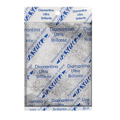 BOLSA DE DIAMANTINA G-FINO COLOR PLATA DE 50 GRS. PASCUA