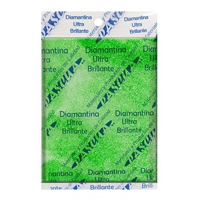 BOLSA DE DIAMANTINA G-FINO COLOR VERDE LIMON DE 50 GRS. PASCUA