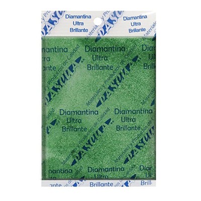 BOLSA DE DIAMANTINA G-FINO COLOR VERDE BANDERA DE 50 GRS. PASCUA