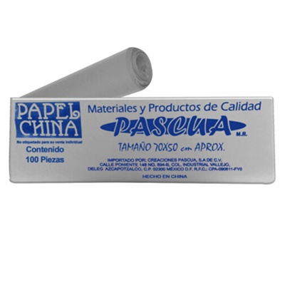 CIENTO DE PAPEL CHINA COLOR PLATA DE 50 X 70 CMS. PASCUA
