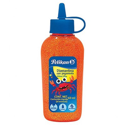 DIAMANTINA CON PEGAMENTO COLOR NARANJA DE 60 ML PELIKAN