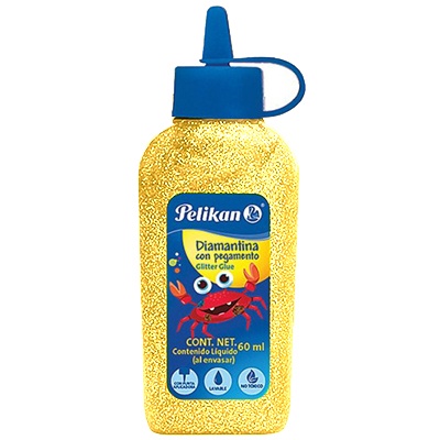DIAMANTINA CON PEGAMENTO COLOR AMARILLO CLARO DE 60 ML PELIKAN