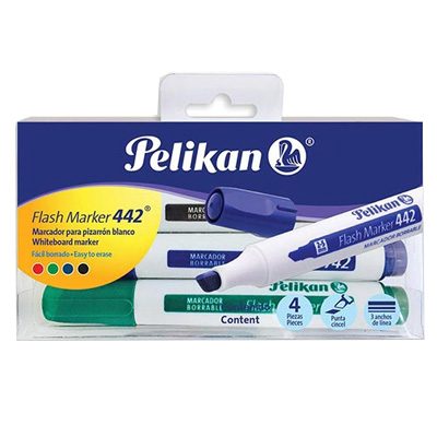 MARCADORES PARA PIZARRON BLANCO FLASH MARKER CON 4 PIEZAS PELIKAN