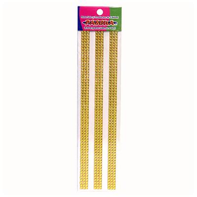 TIRA DE DIAMANTES ACRILICOS COLOR DORADO DE 4 MM. PASCUA