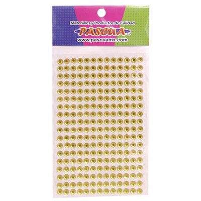 PIEDRAS ACRILICAS REDONDAS COLOR DORADO DE 6 MM. PASCUA
