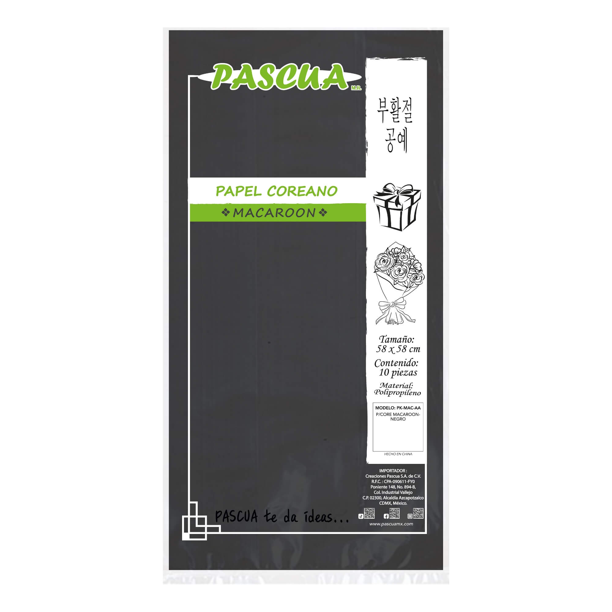 PAPEL COREANO MACAROON MC. PASCUA COLOR NEGRO 2023